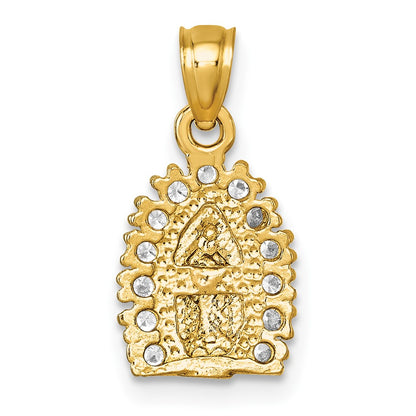 14K Yellow Gold Polished CZ Our Lady of Guadalupe Pendant