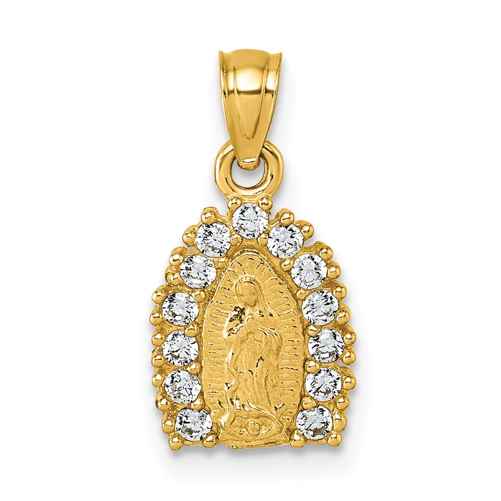 14K Yellow Gold Polished CZ Our Lady of Guadalupe Pendant