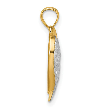 14K Yellow & Rhodium W/rh Polished / Dia-Cut Heart with Wing Watch Over Me Pendant