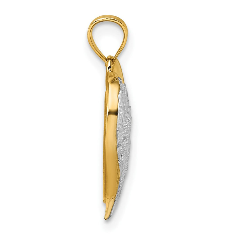 14K Yellow & Rhodium W/rh Polished / Dia-Cut Heart with Wing Watch Over Me Pendant