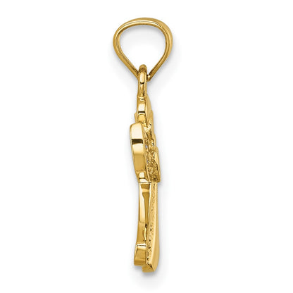 14K Yellow Gold Polished CZ Angel with Open Heart Pendant