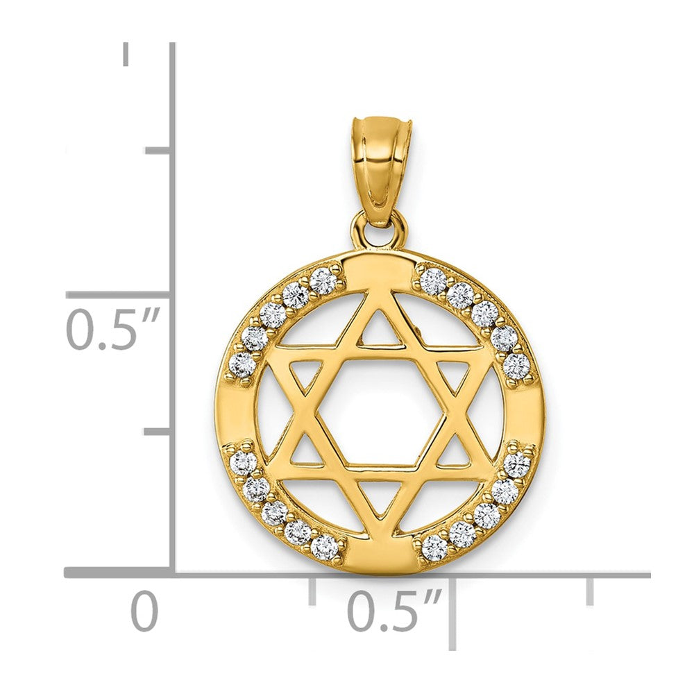 14K Yellow Gold Polished CZ Star of David Pendant