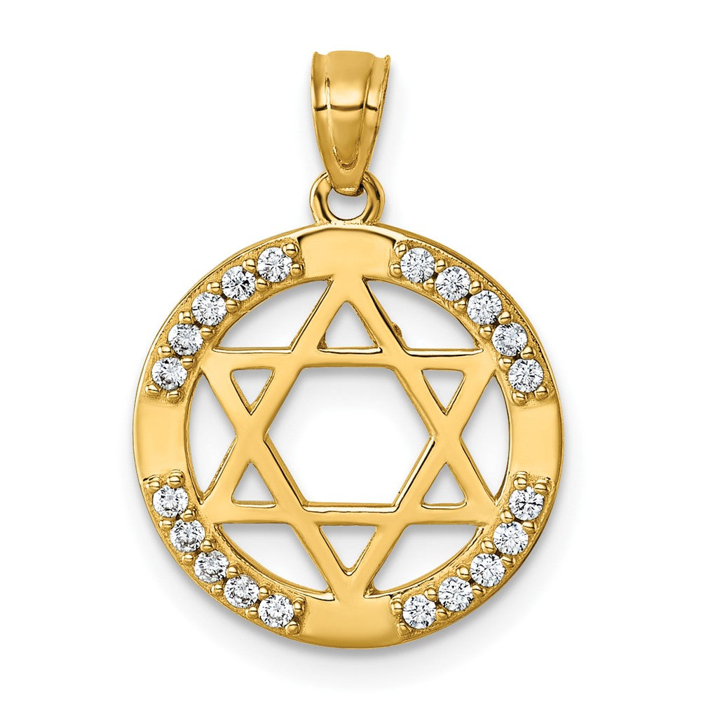 14K Yellow Gold Polished CZ Star of David Pendant