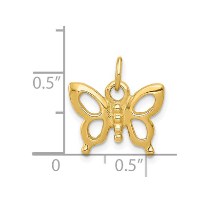14K Yellow Gold Solid Polished Butterfly Charm