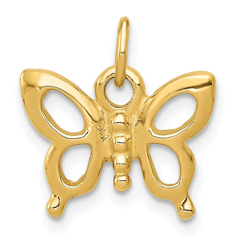 14K Yellow Gold Solid Polished Butterfly Charm