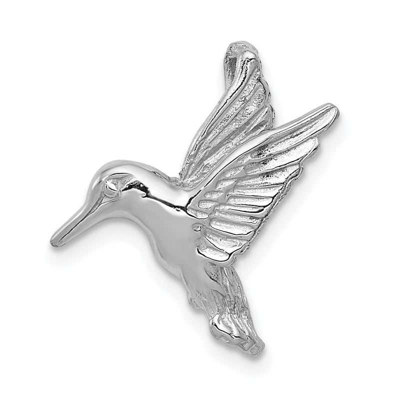 14K White Gold Polished Open-Backed Hummingbird Chain Slide
