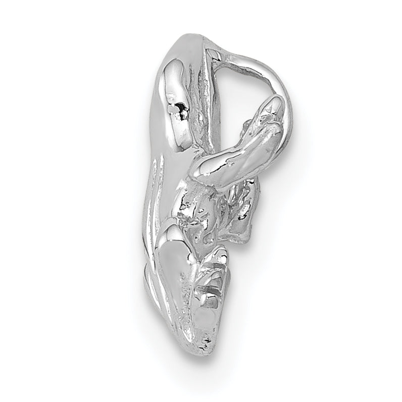 14K White Gold Solid Polished 3-D Frog Charm