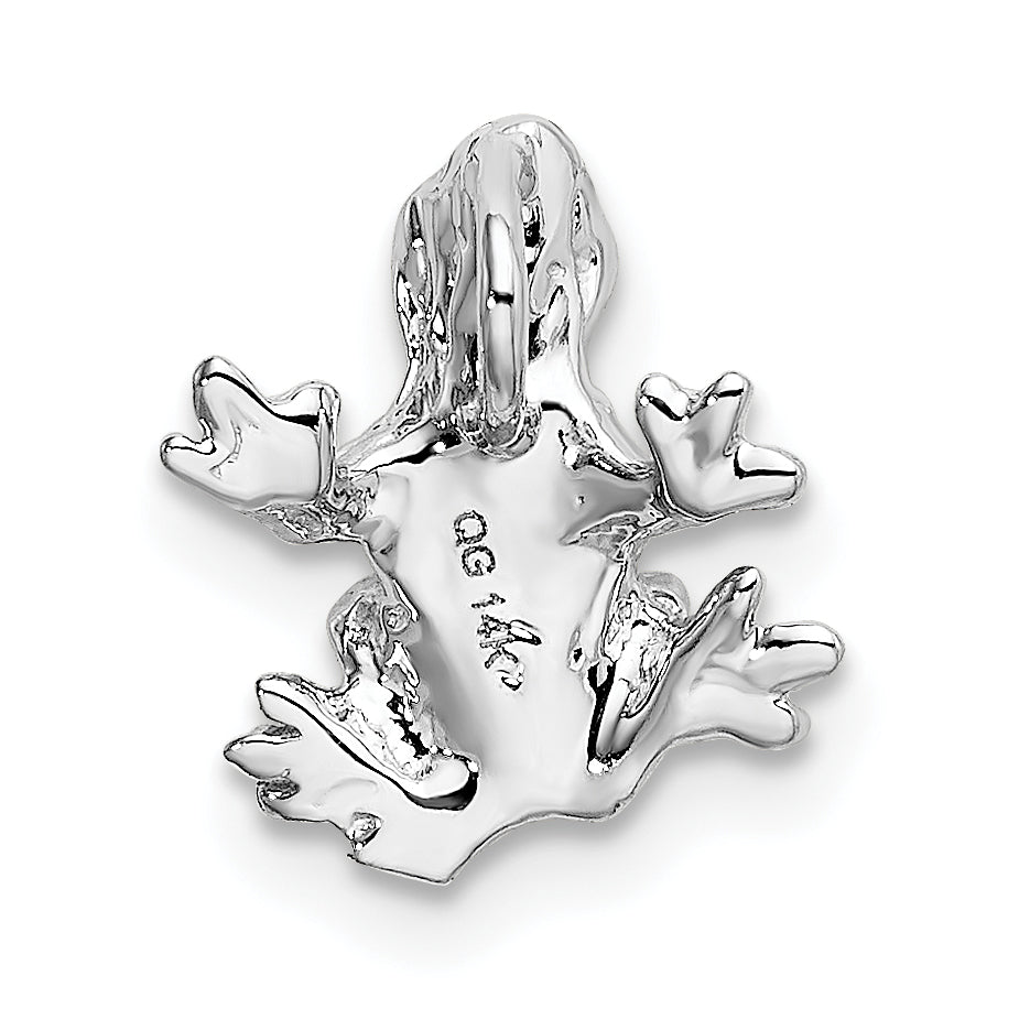 14K White Gold Solid Polished 3-D Frog Charm