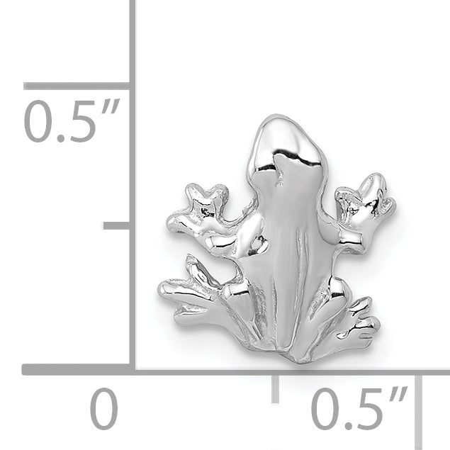 14K White Gold Solid Polished 3-D Frog Charm