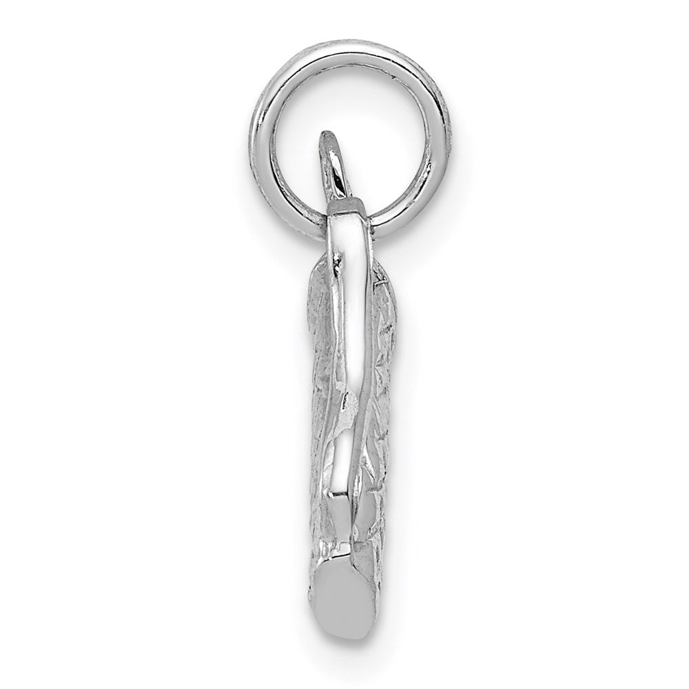 14K White Gold Solid Polished 3-D Golf Bag/Clubs Charm