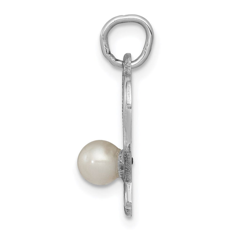 14K White Gold Tennis Racquets W/Fwc Pearl Charm