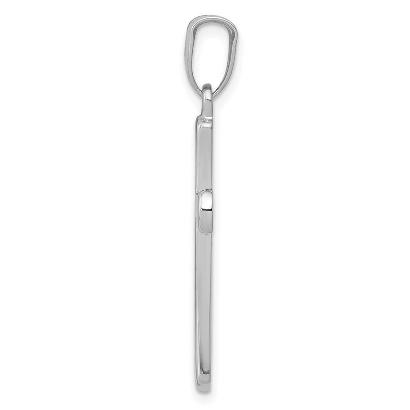14K White Gold Hollow Cross Pendant