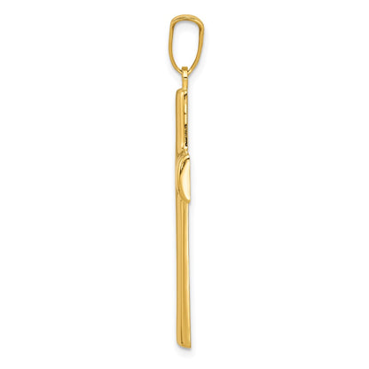 14K Yellow Gold Hollow Cross Pendant