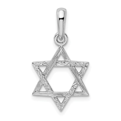 14K White Gold Star Of David Pendant