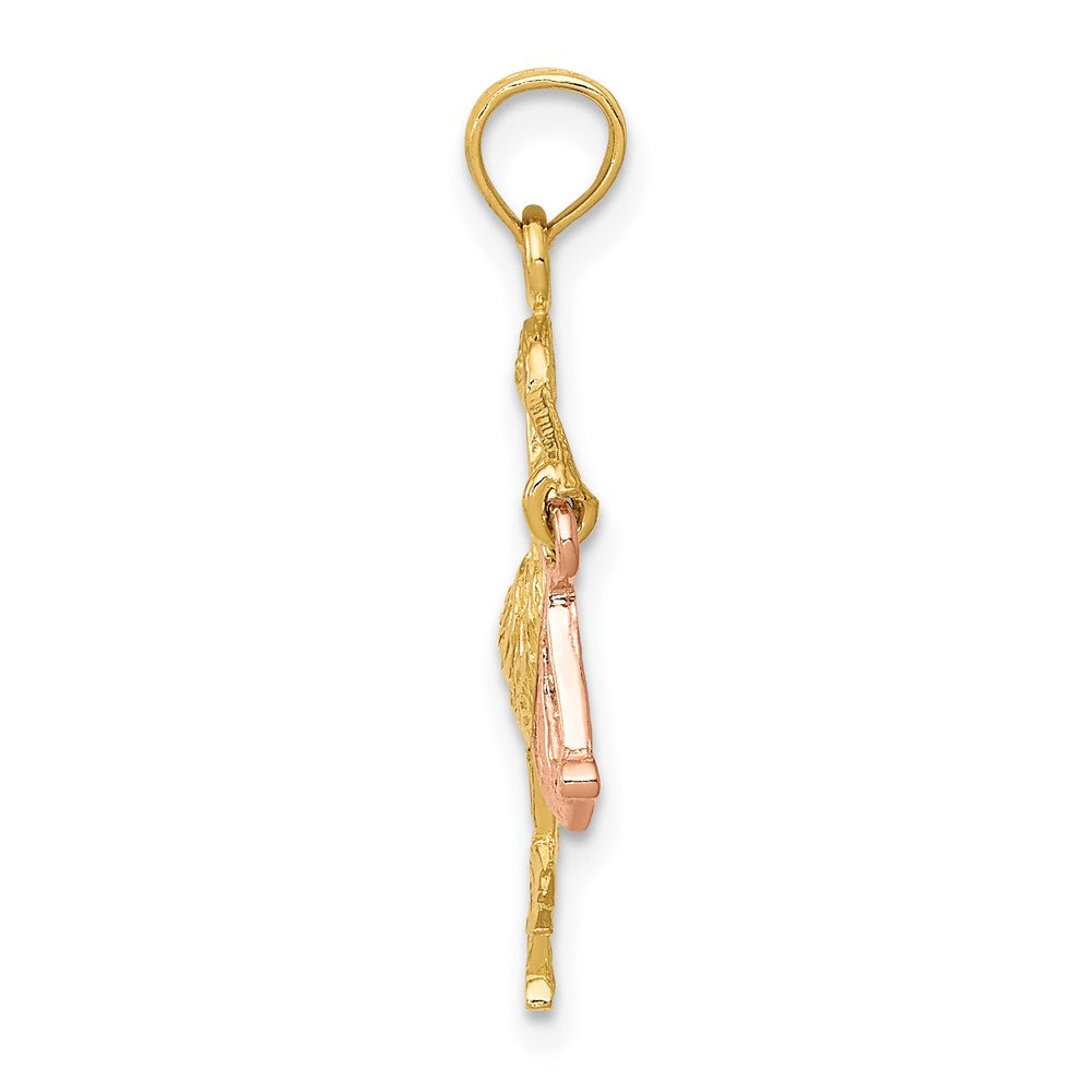 14K Two-Tone Stork Pendant
