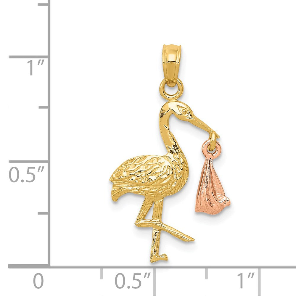 14K Two-Tone Stork Pendant