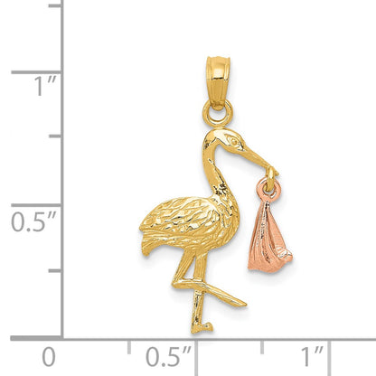 14K Two-Tone Stork Pendant