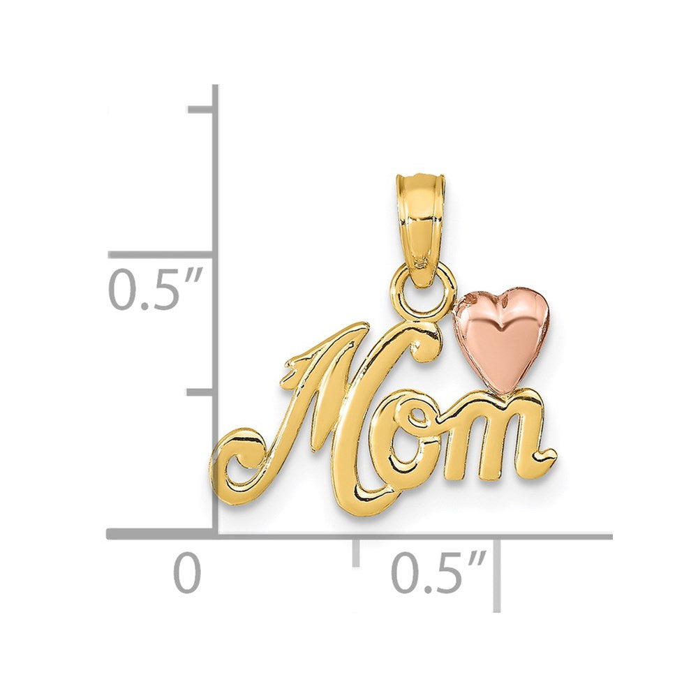 14K Two-Tone Mom W/Heart Pendant