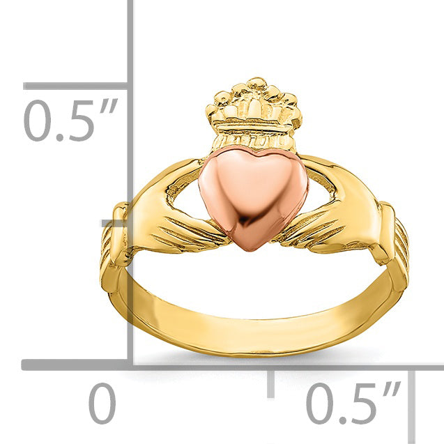 14K Two-Tone Baby Claddagh Ring