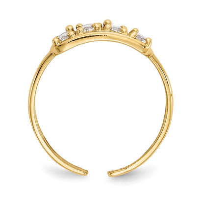 14K Yellow Gold Cz Toe Ring