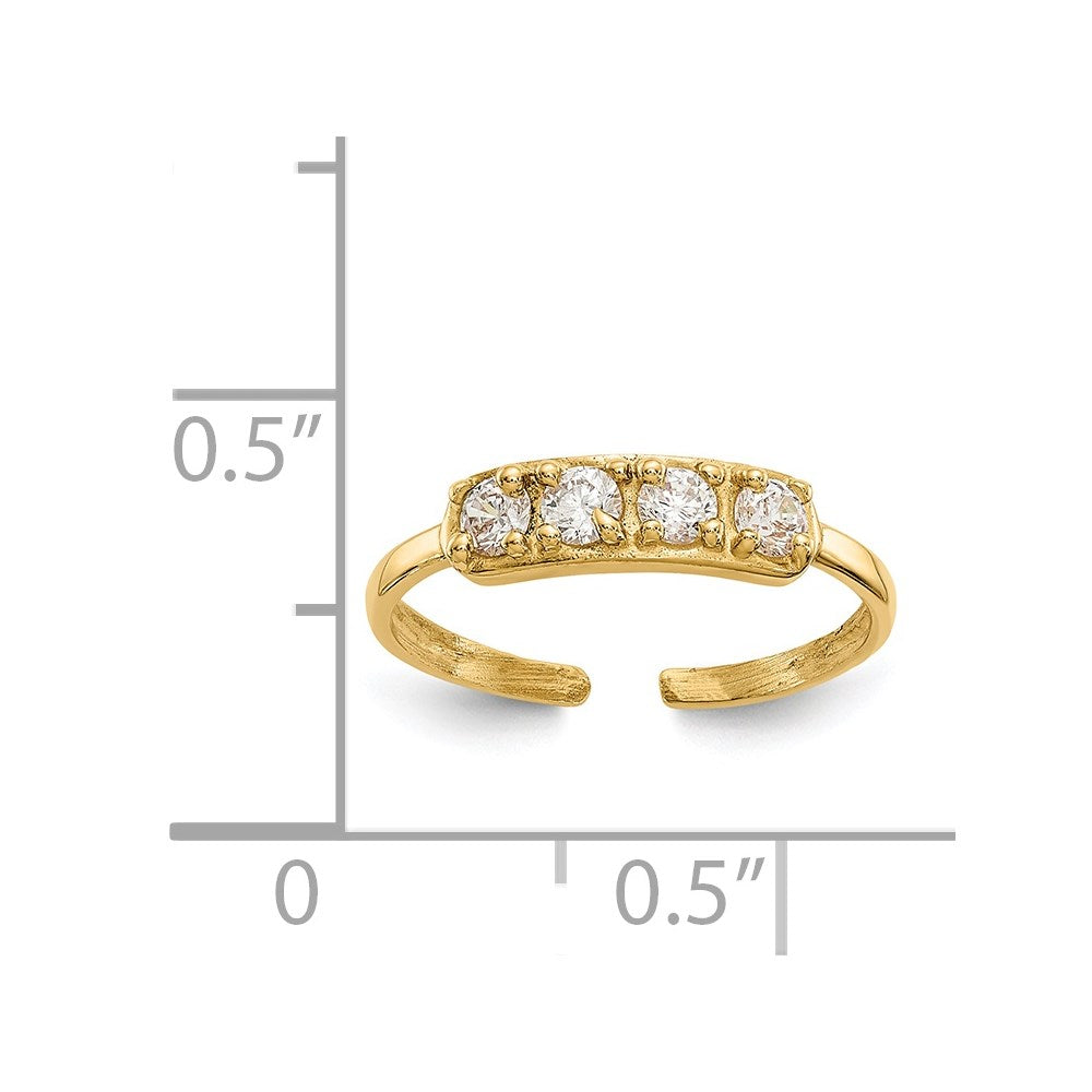 14K Yellow Gold Cz Toe Ring