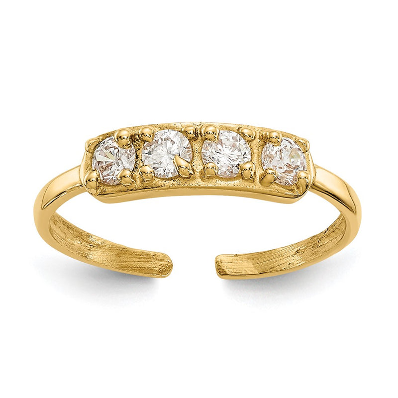 14K Yellow Gold Cz Toe Ring