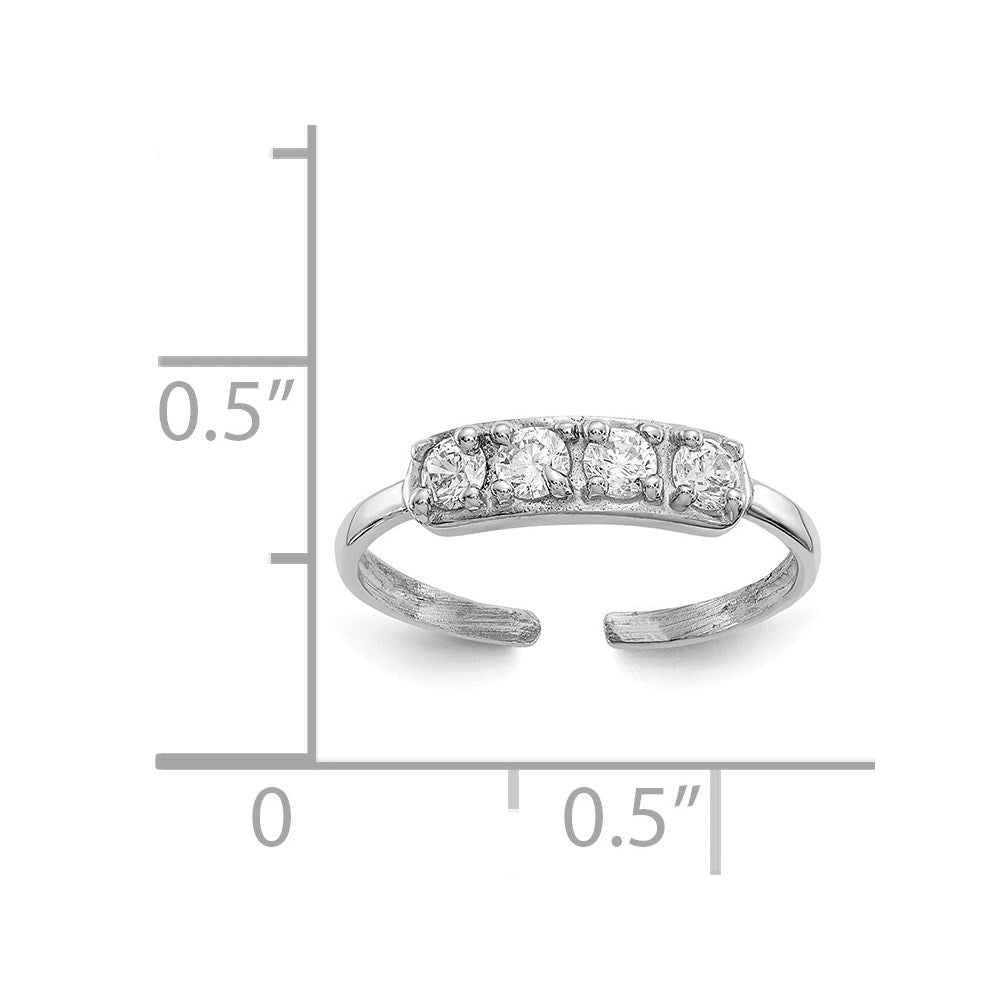 14K White Gold Cz Toe Ring