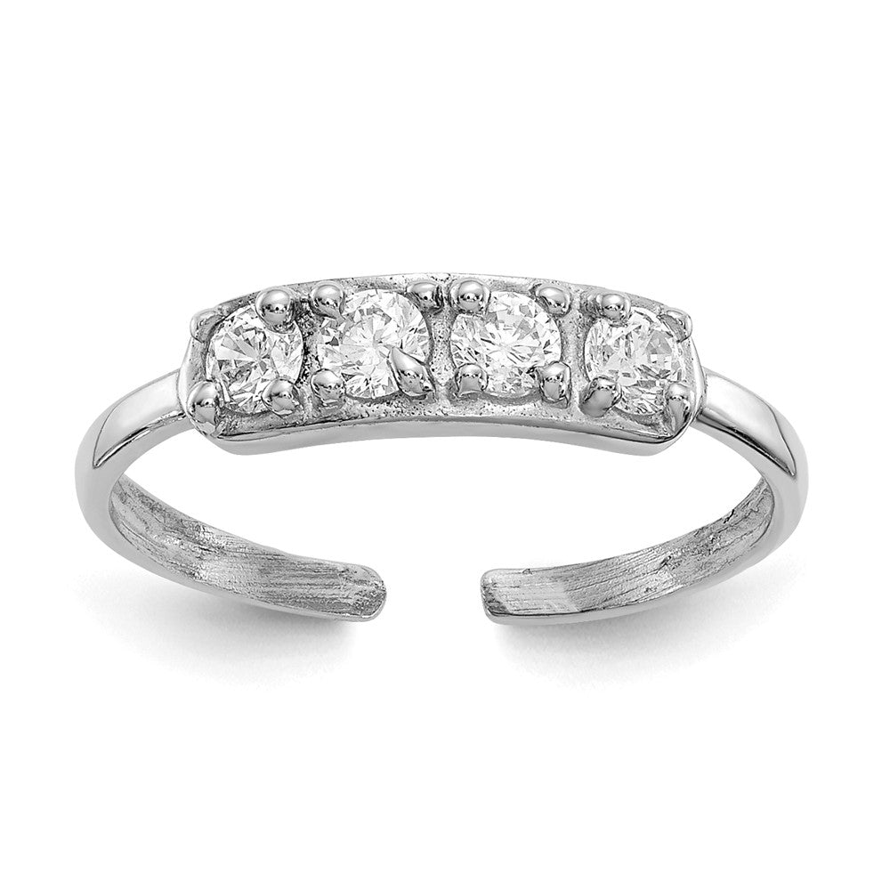 14K White Gold Cz Toe Ring
