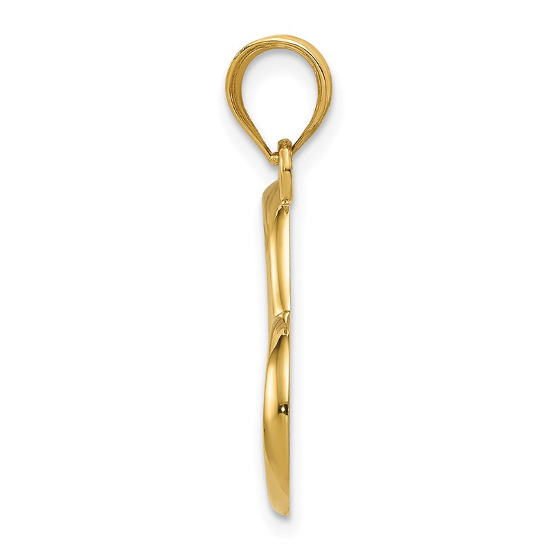 14K Yellow Gold Polished Dangling Heart Pendant