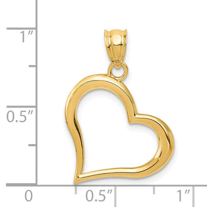 14K Yellow Gold Polished Dangling Heart Pendant