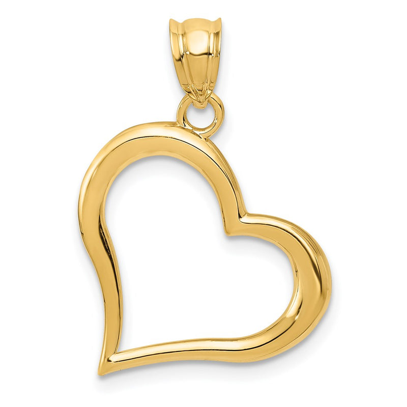 14K Yellow Gold Polished Dangling Heart Pendant