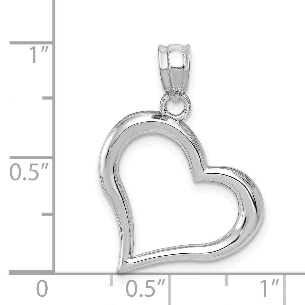 14K White Gold Polished Open Heart Pendant