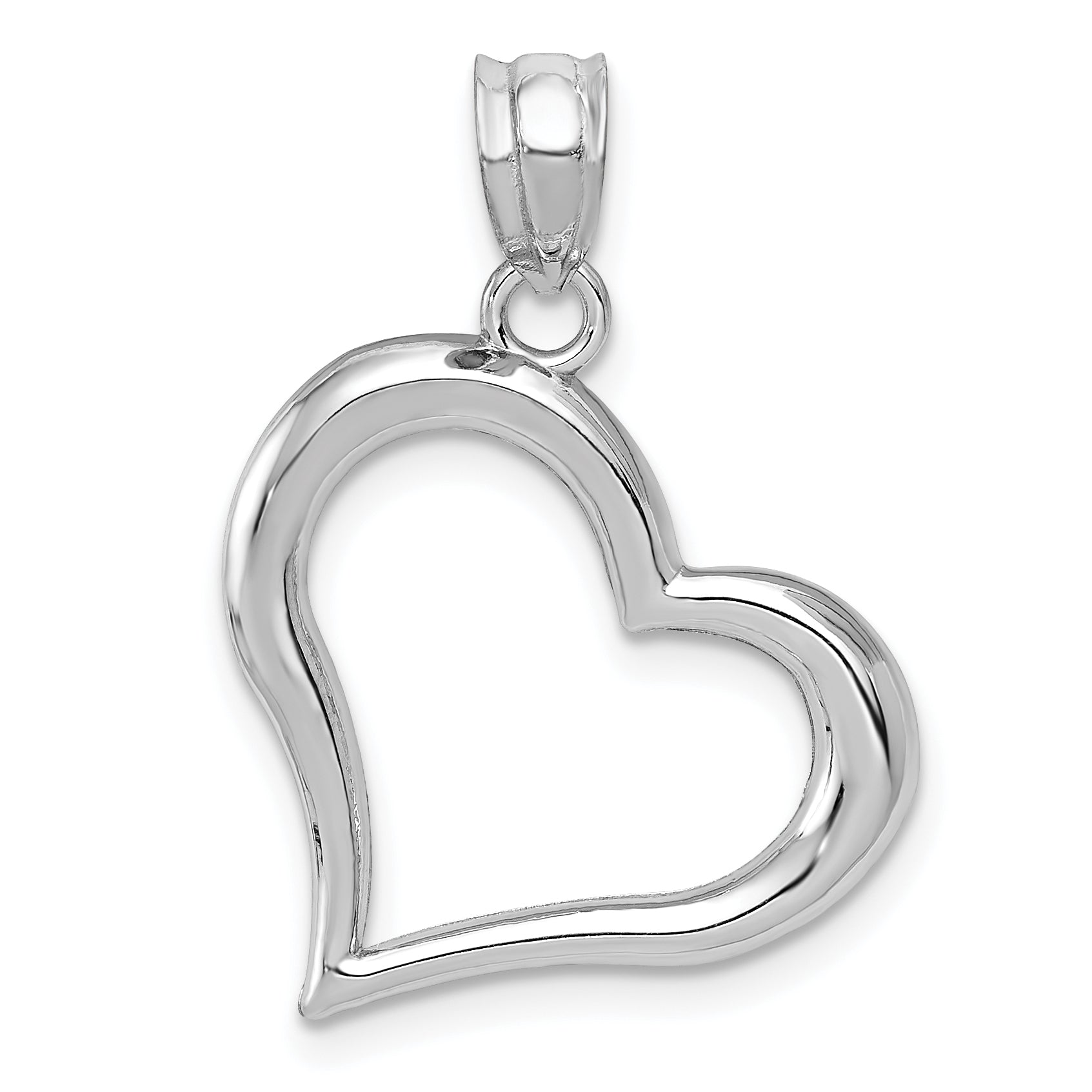 14K White Gold Polished Open Heart Pendant