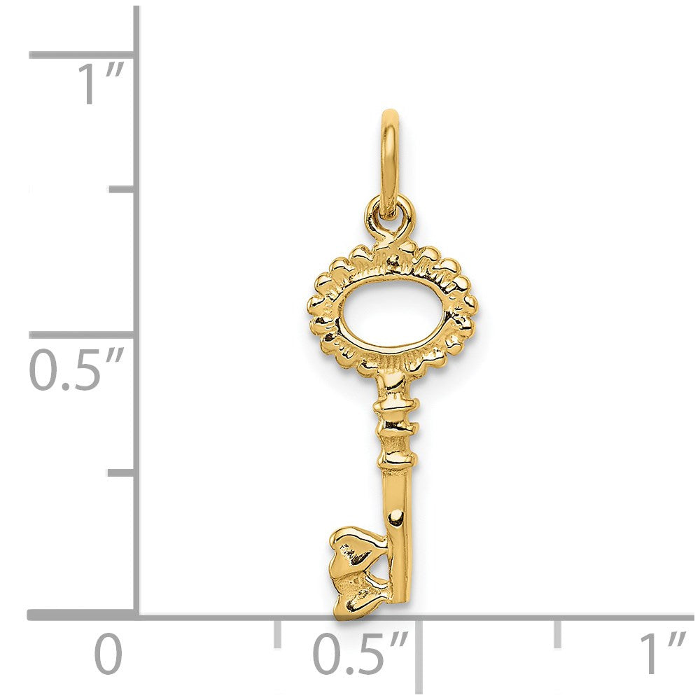 14K Yellow Gold Polished Key Charm