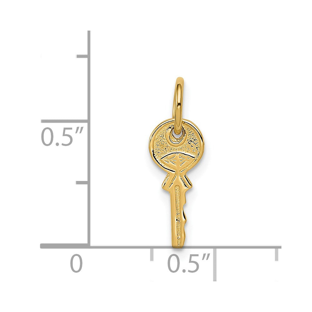 14K Yellow Gold Polished 3D Rounded Top Key Charm