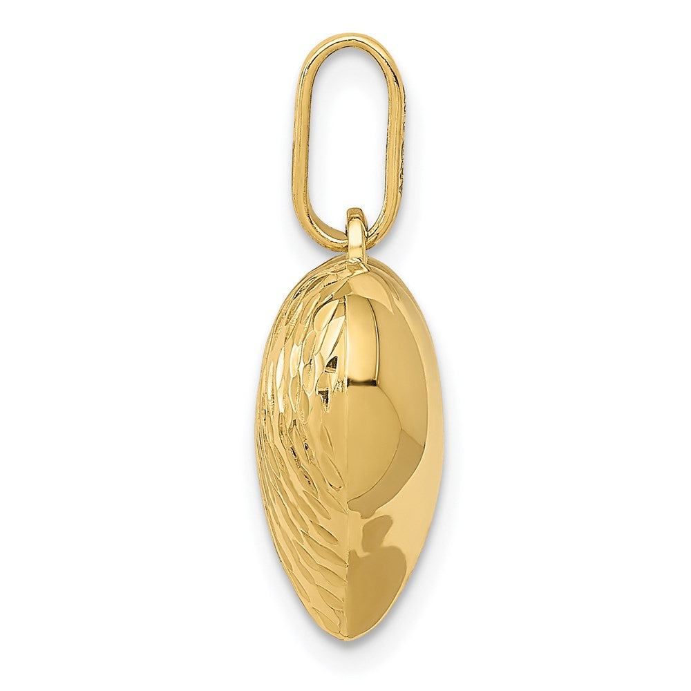 14K Yellow Gold Polished And Textured 3-D Heart Pendant