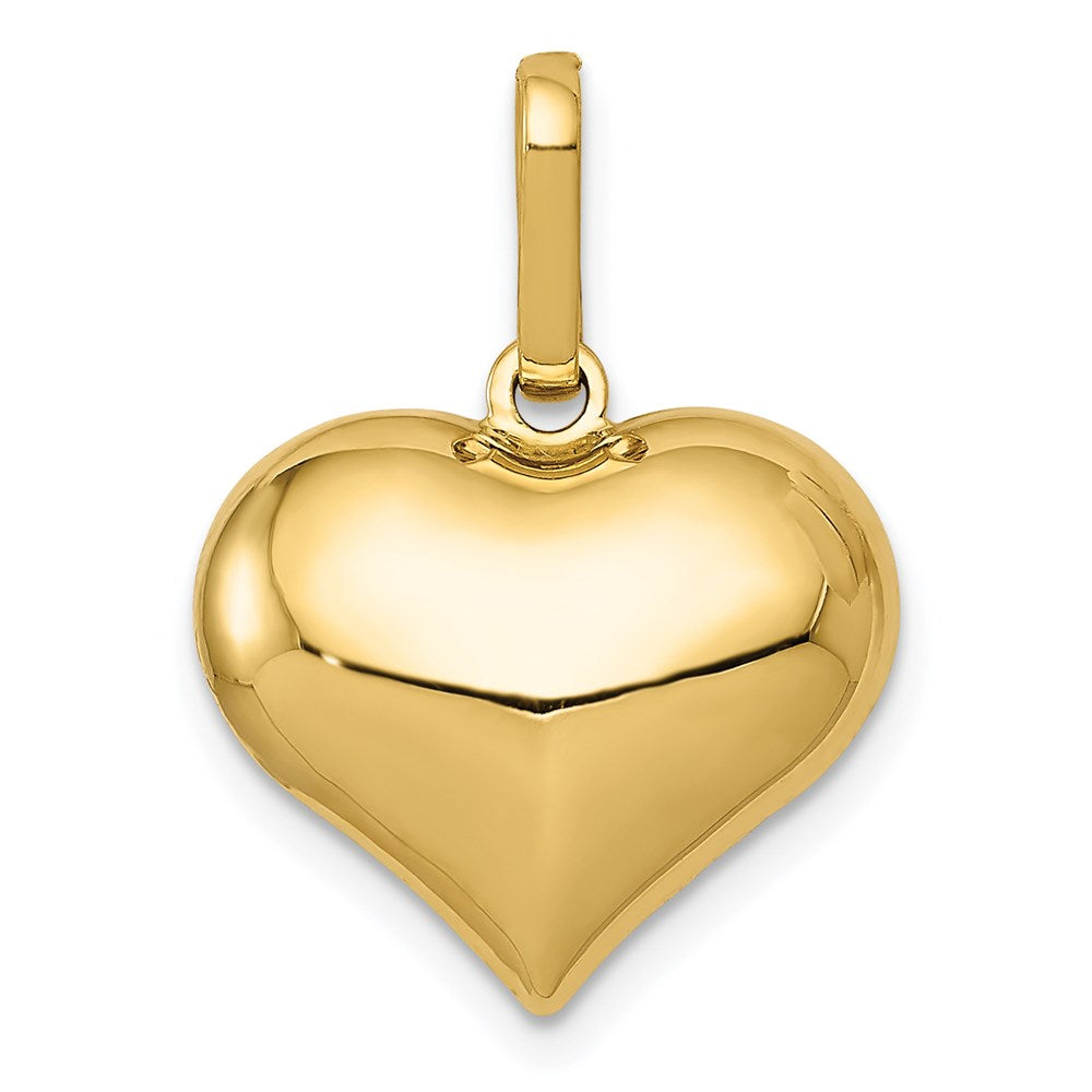 14K Yellow Gold Polished And Textured 3-D Heart Pendant