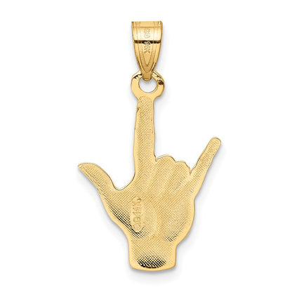 14K Yellow Gold Polished I Love You Hand/Sign Language Charm