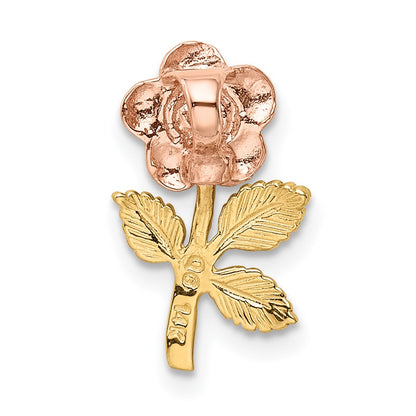 14K Two-Tone Mini Pink Rose Flower Chain Slide