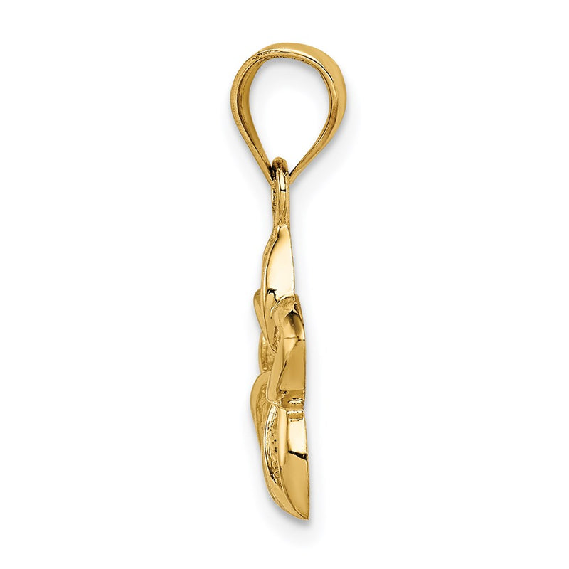 14K Yellow Gold Polished Small Cut-Out Plumeria Pendant