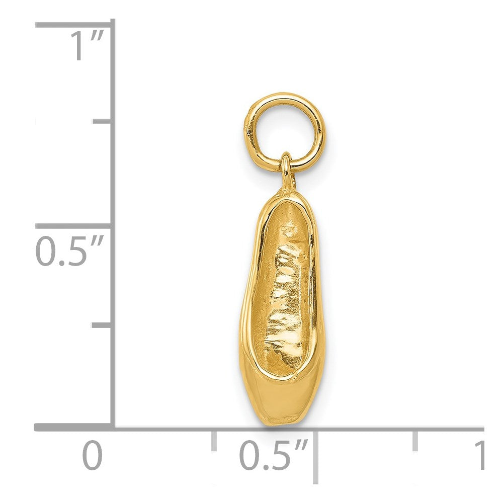 14K Yellow Gold 3-D Ballet Slipper Pendant