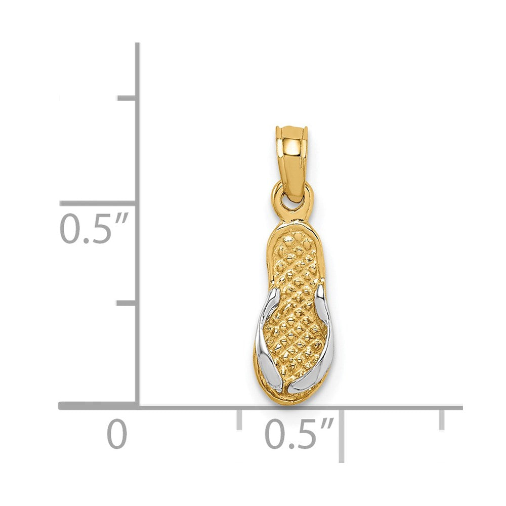 14K Yellow & Rhodium 3D W/Rhodium Single Flip-Flop Pendant