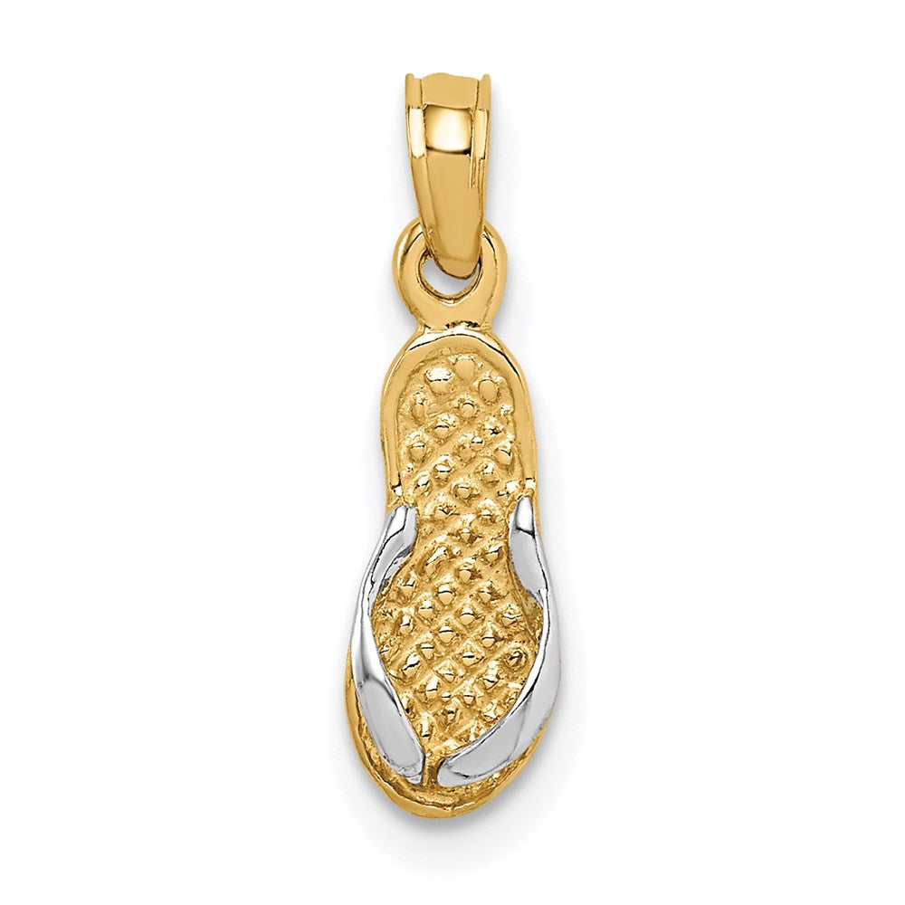 14K Yellow & Rhodium 3D W/Rhodium Single Flip-Flop Pendant