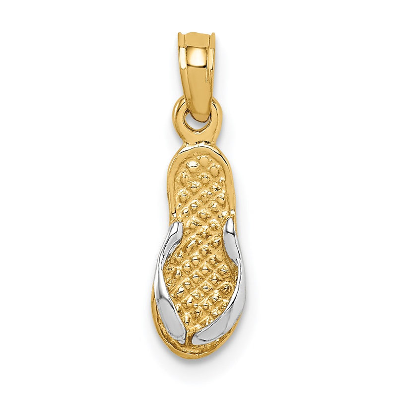 14K Yellow & Rhodium 3D W/Rhodium Single Flip-Flop Pendant