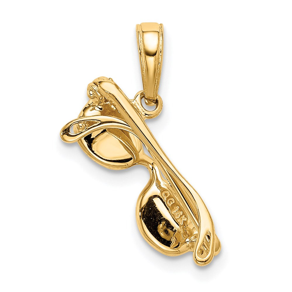 14K Yellow Gold 3-D Pink Enameled Moveable Sunglasses Pendant