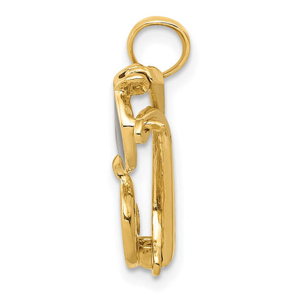 14K Yellow Gold 3-D Black Enameled Moveable Sunglasses Pendant