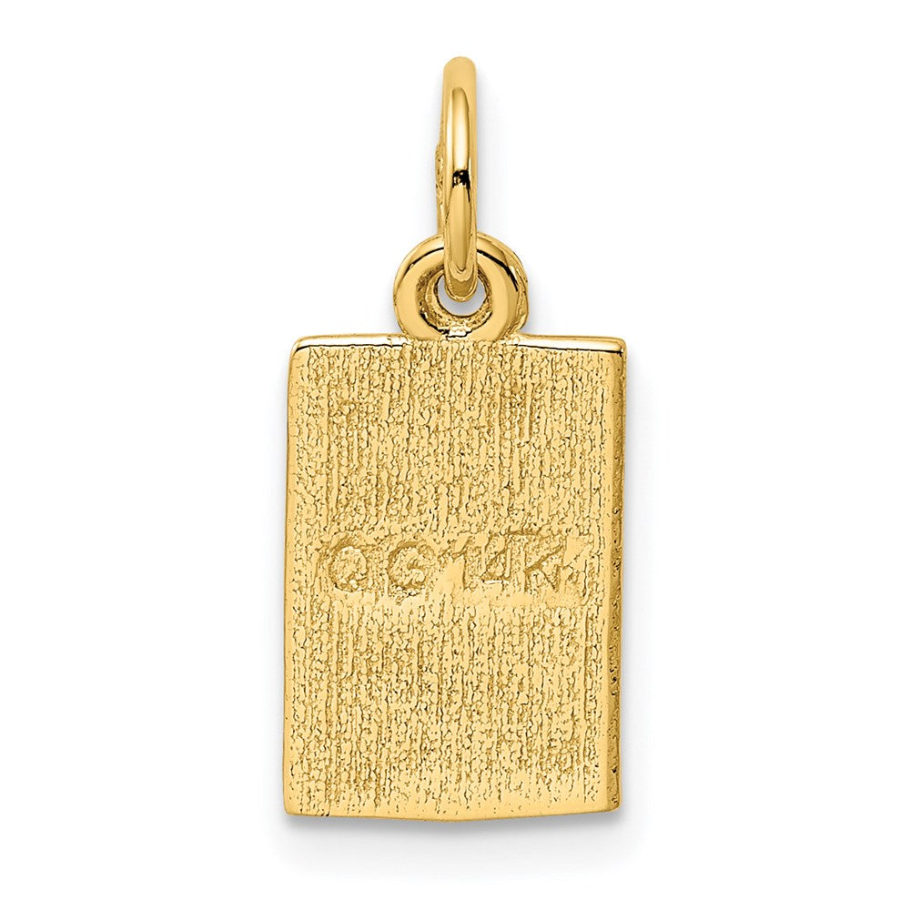 14K Yellow Gold Enameled Ace Of Spades Card Charm