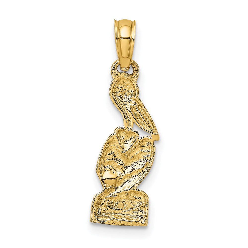 14K Yellow & Rhodium And Pelican Standing Charm