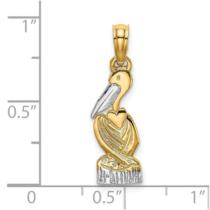 14K Yellow & Rhodium And Pelican Standing Charm