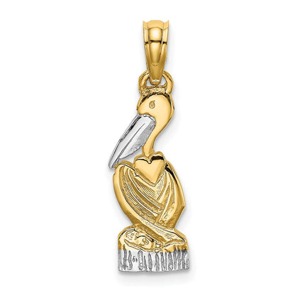 14K Yellow & Rhodium And Pelican Standing Charm